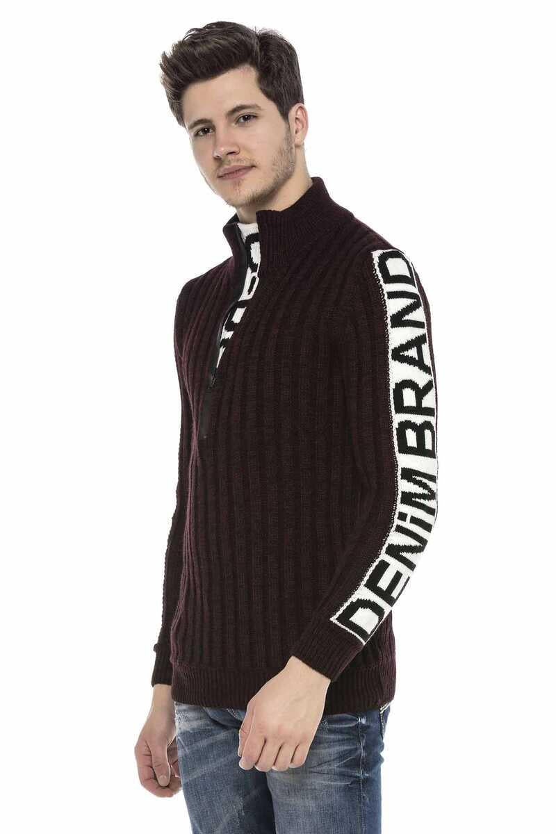 CP216 Yarım Fermuar Yaka Dokulu Kazak