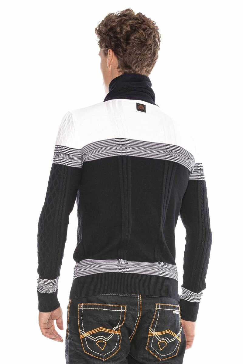 CP226 Detaylı Şal Yaka Desenli Slim Fit Erkek Kazak