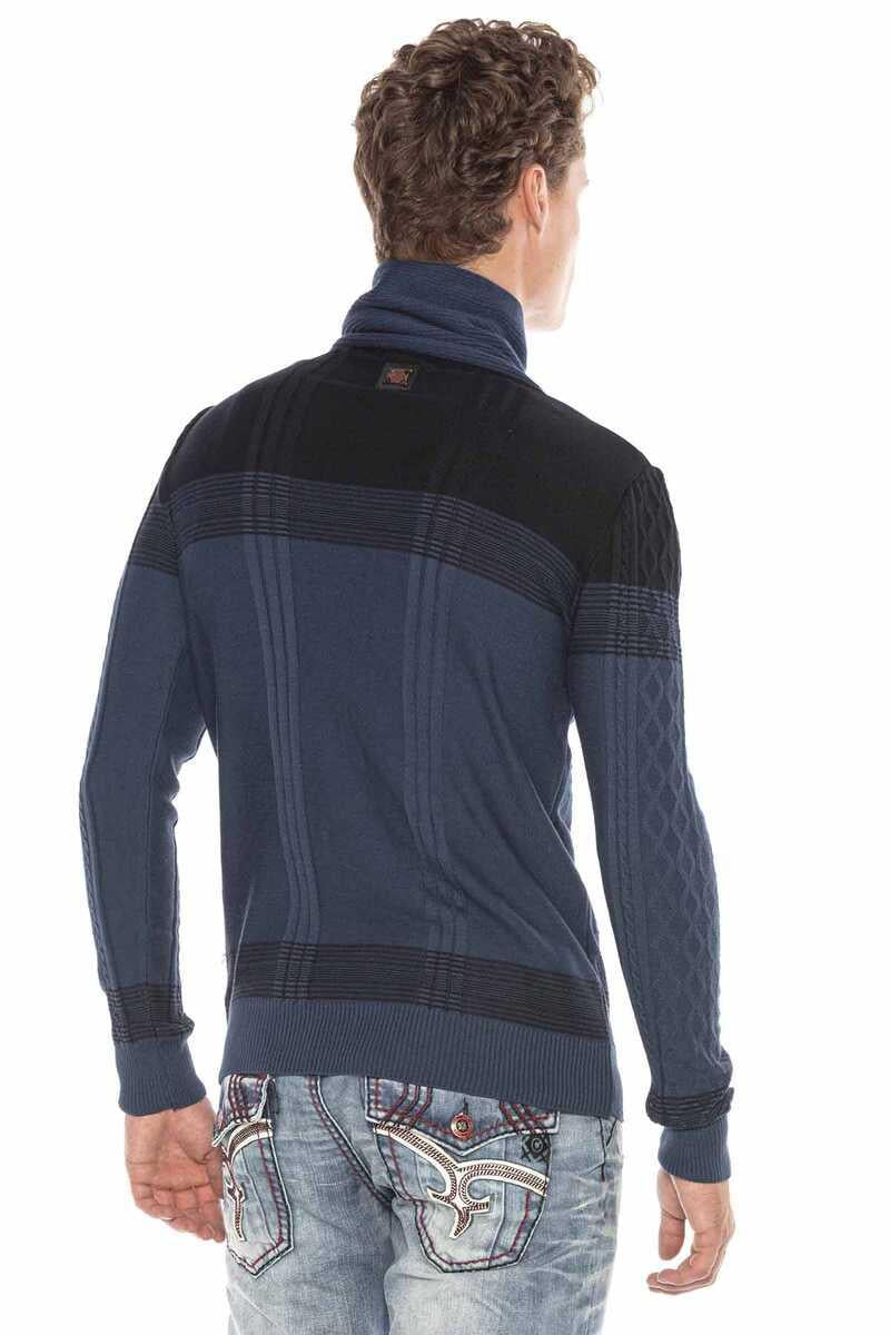 CP226 Detaylı Şal Yaka Desenli Slim Fit Erkek Kazak