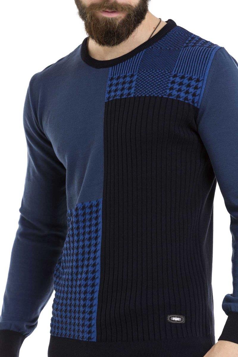 CP263 Yuvarlak Yaka Desenli Erkek Triko