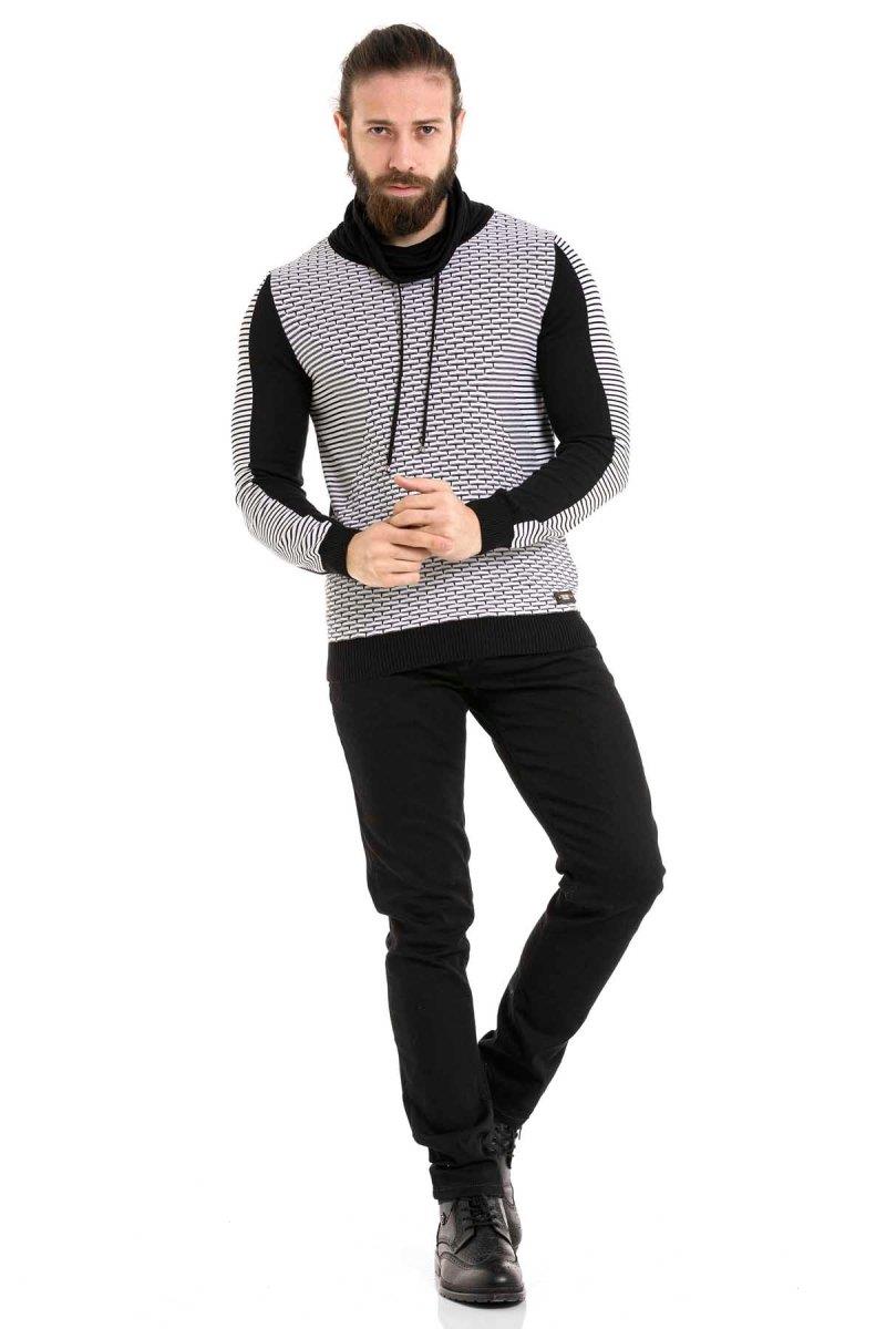 CP264 Şal Yaka Desenli Kazak