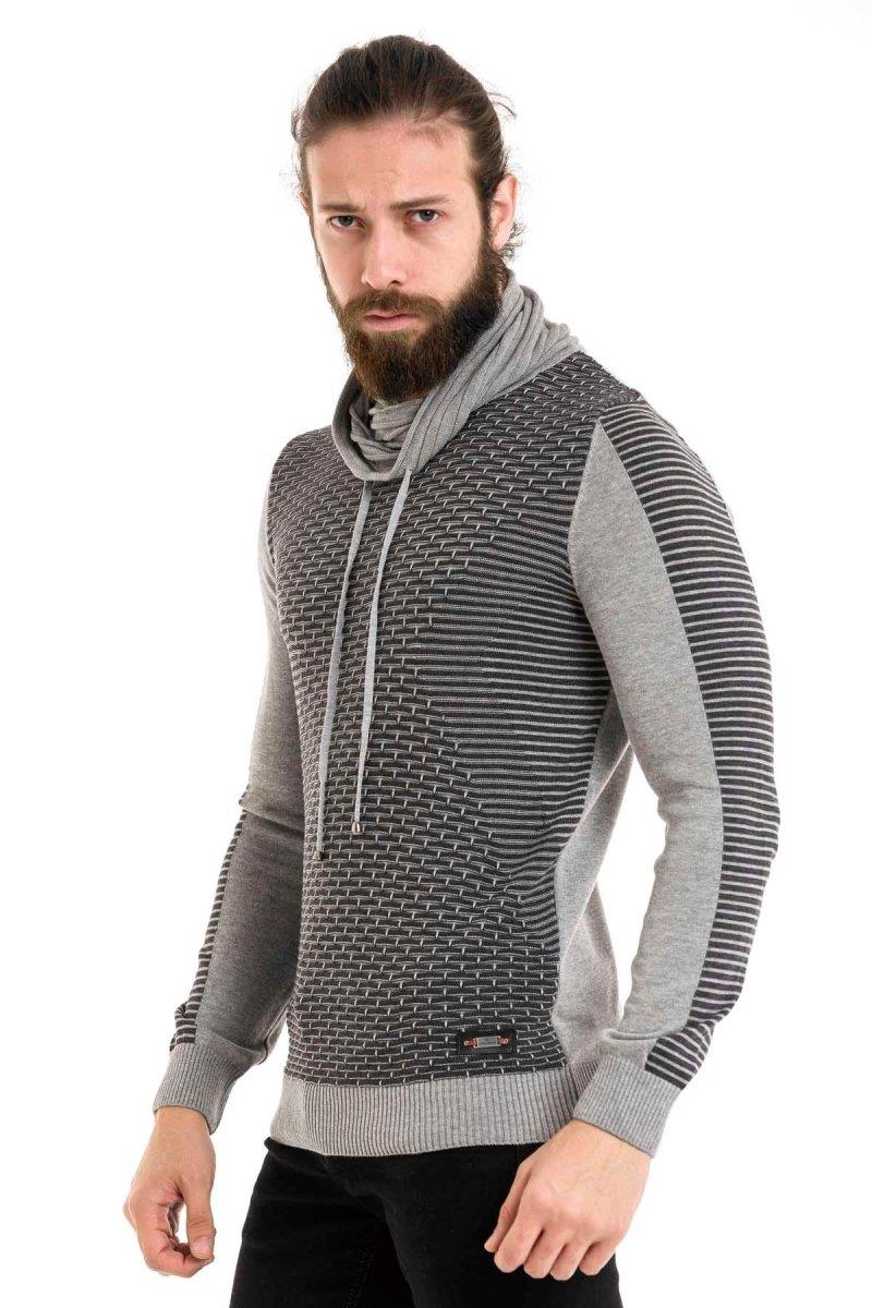 CP264 Şal Yaka Desenli Kazak