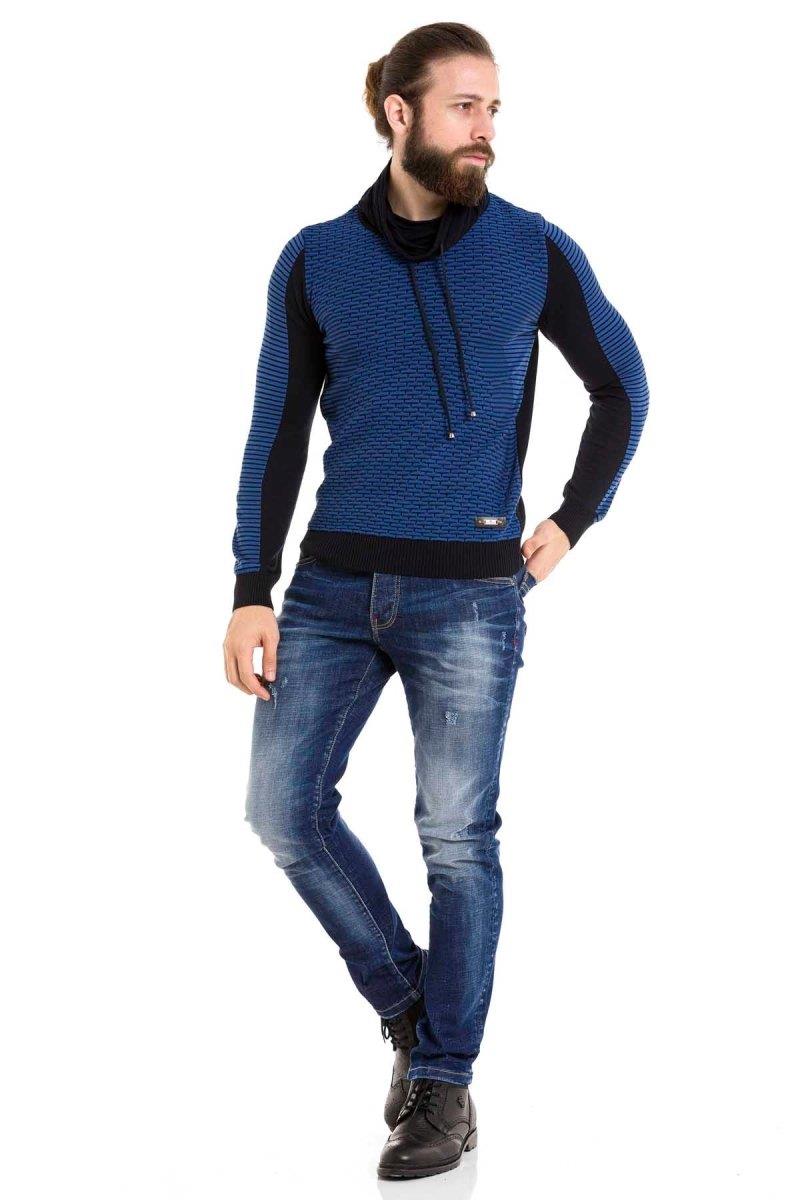 CP264 Şal Yaka Desenli Kazak