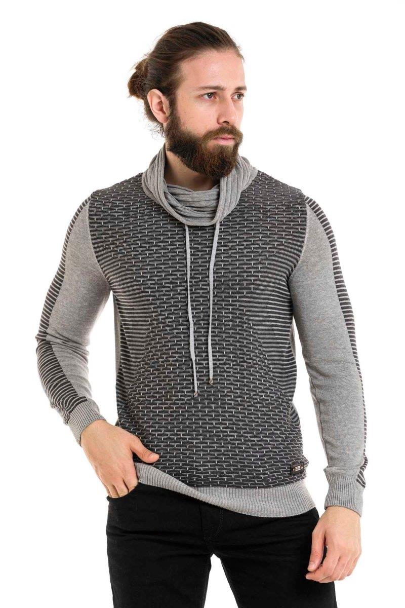 CP264 Şal Yaka Desenli Kazak