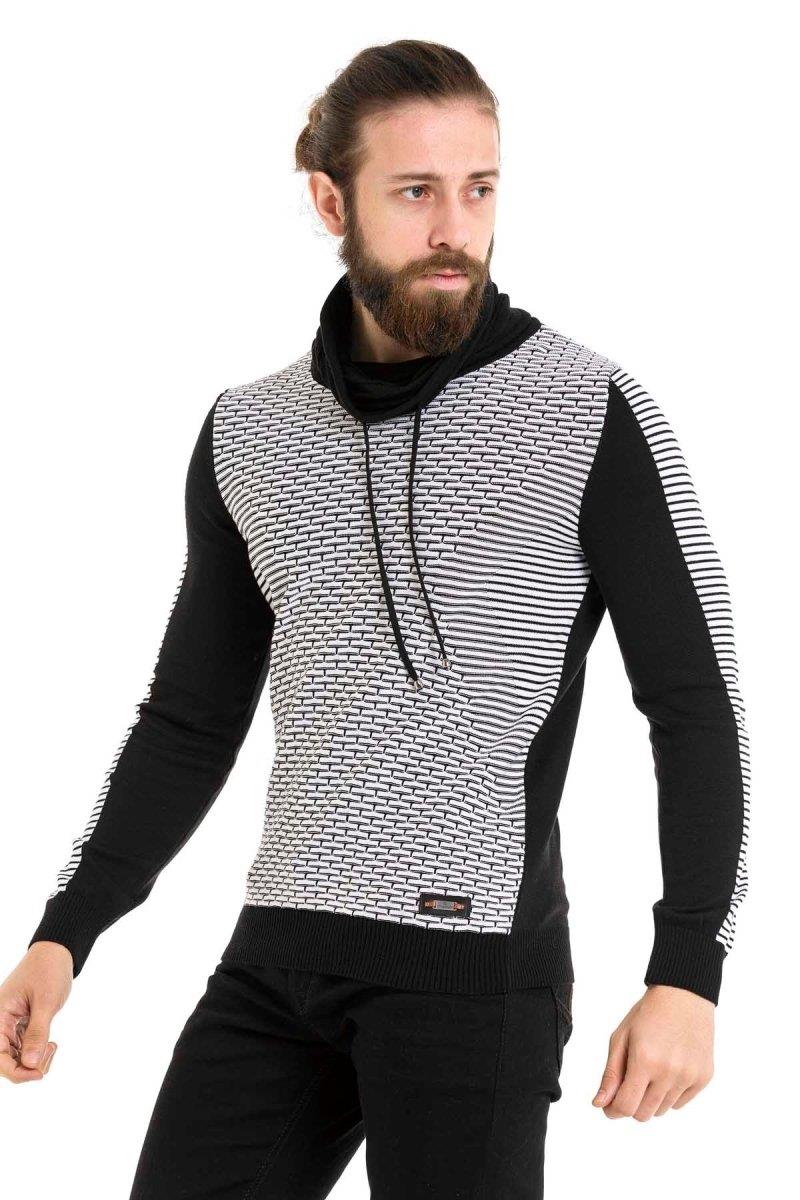 CP264 Şal Yaka Desenli Kazak