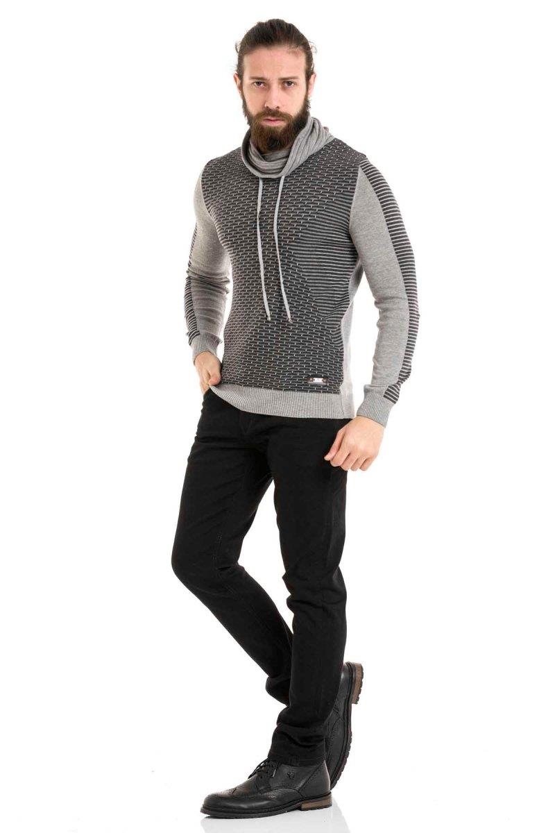 CP264 Şal Yaka Desenli Kazak