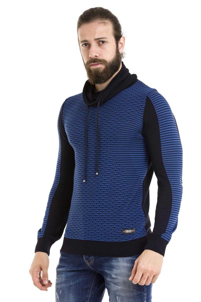 CP264 Şal Yaka Desenli Kazak