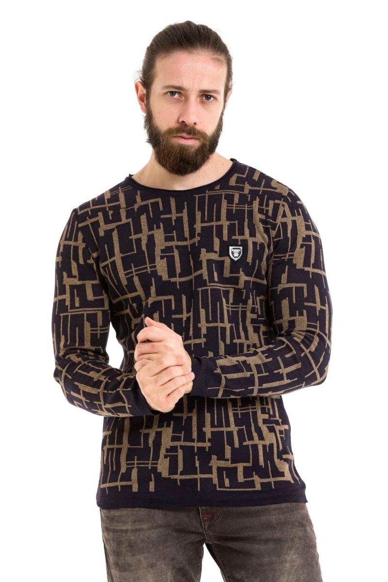 CP277 Yuvarlak Yaka Desenli Kazak