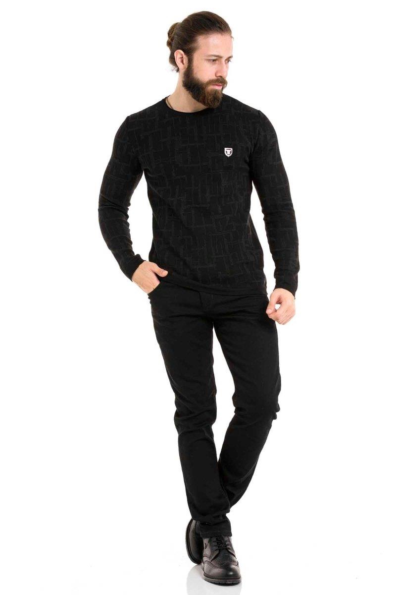 CP277 Yuvarlak Yaka Desenli Kazak