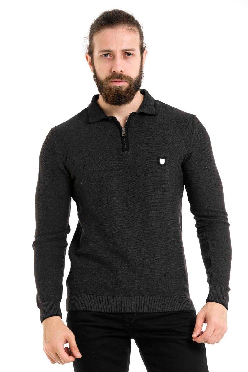 CP278 Polo Yaka Fermuarlı Kazak