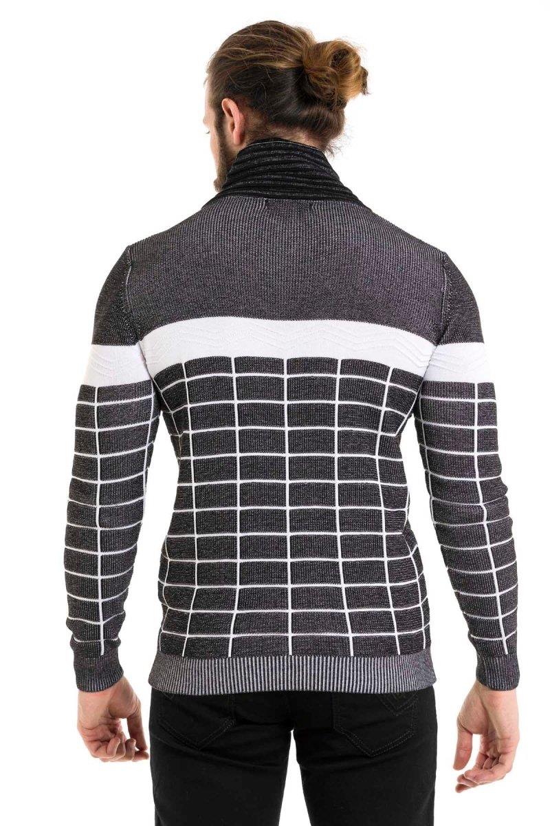 CP279 Şal Yaka Desenli Kazak