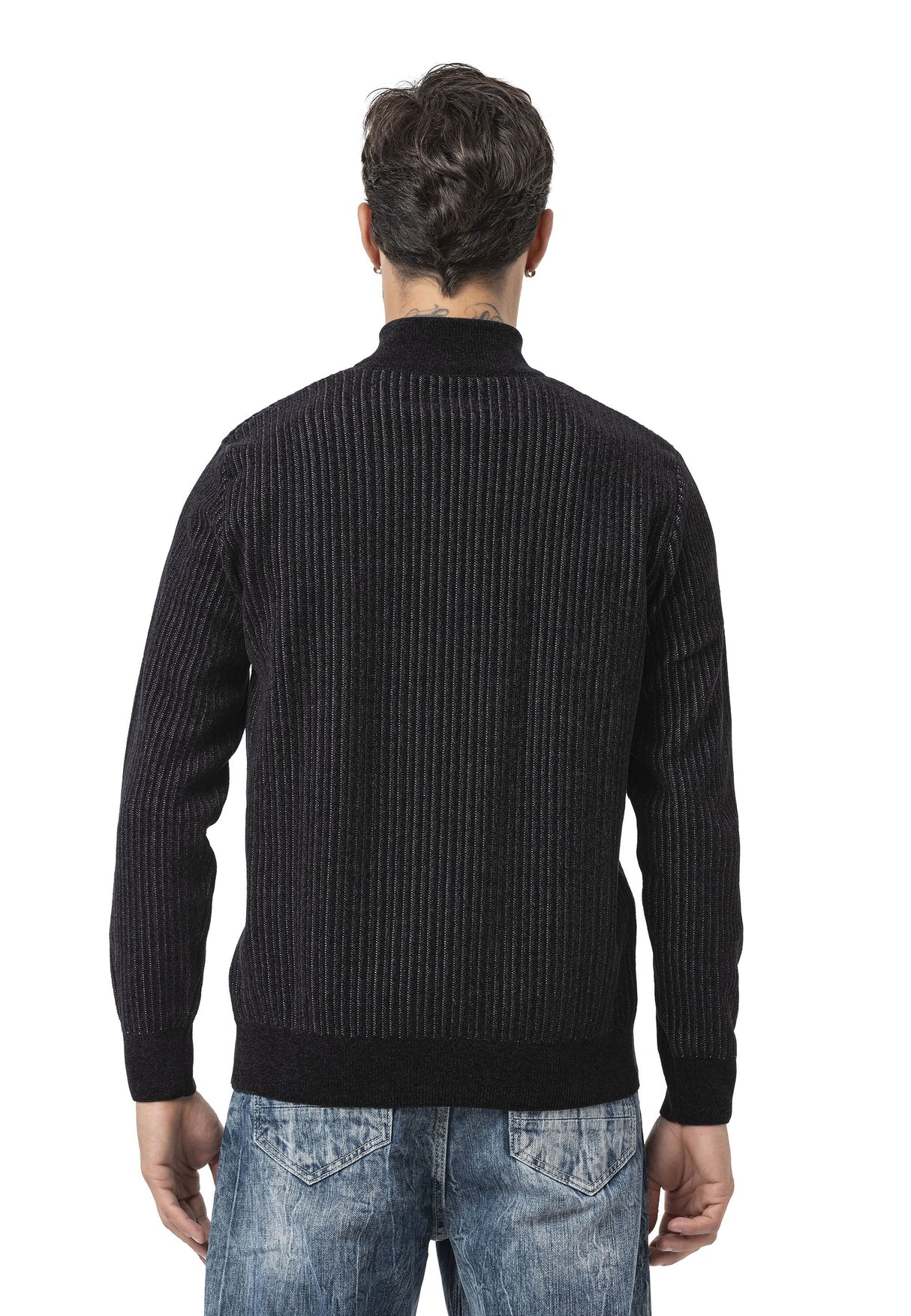 CP286 Erkek Fermuarlı Triko Kazak