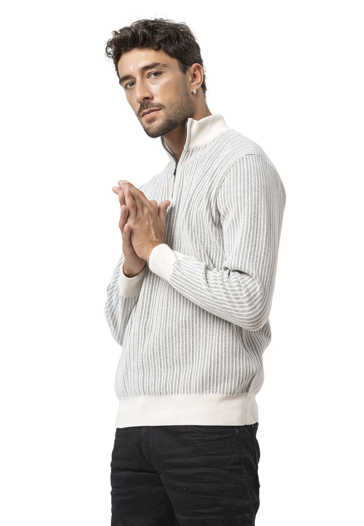 CP286 Erkek Fermuarlı Triko Kazak