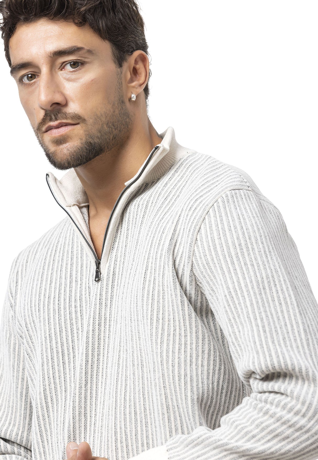 CP286 Erkek Fermuarlı Triko Kazak