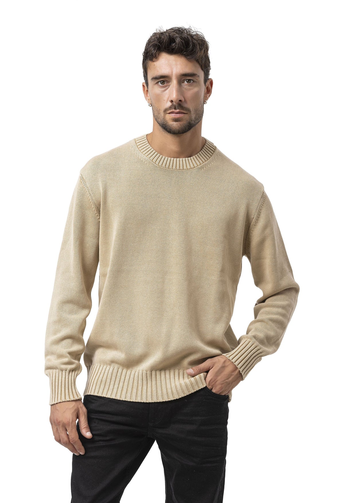 CP289 Erkek yuvarlak yakalı pamuklu örme kazak