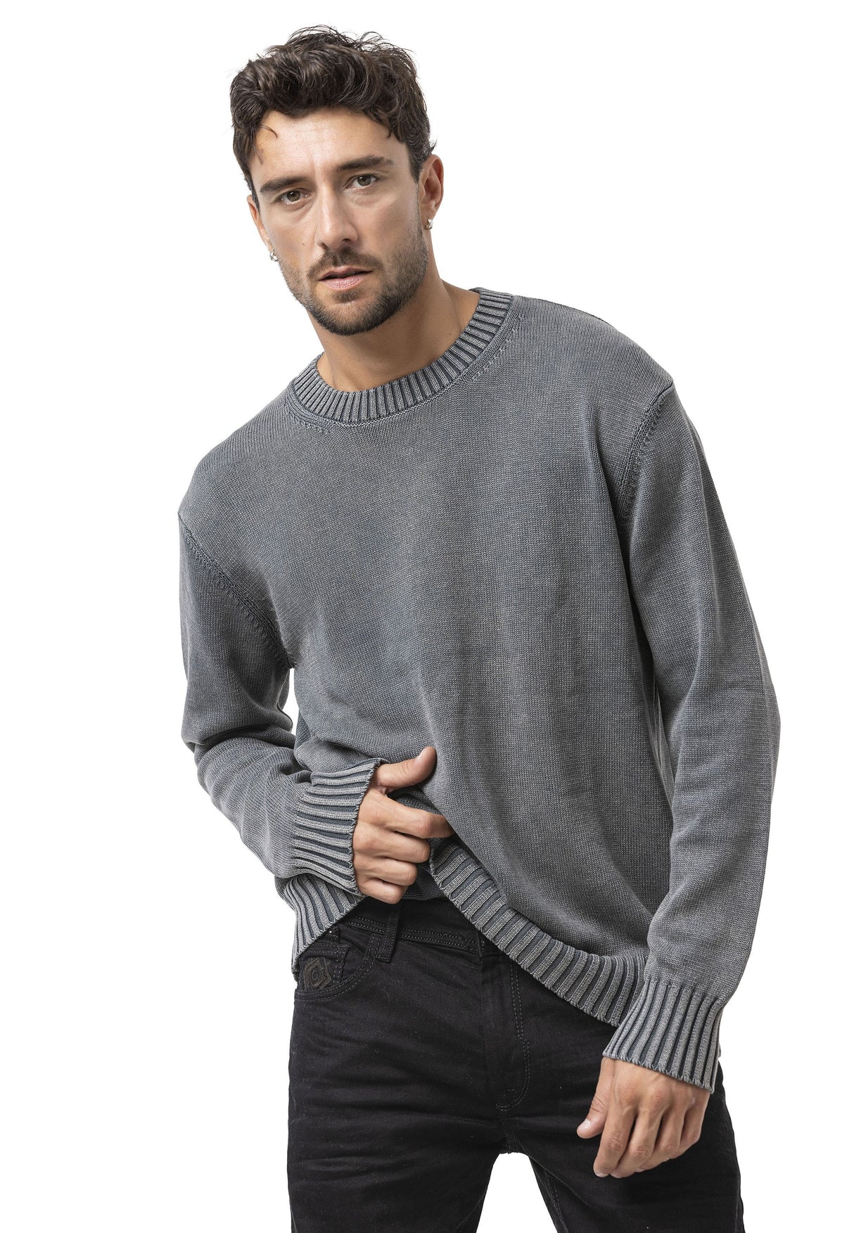 CP289 Erkek yuvarlak yakalı pamuklu örme kazak