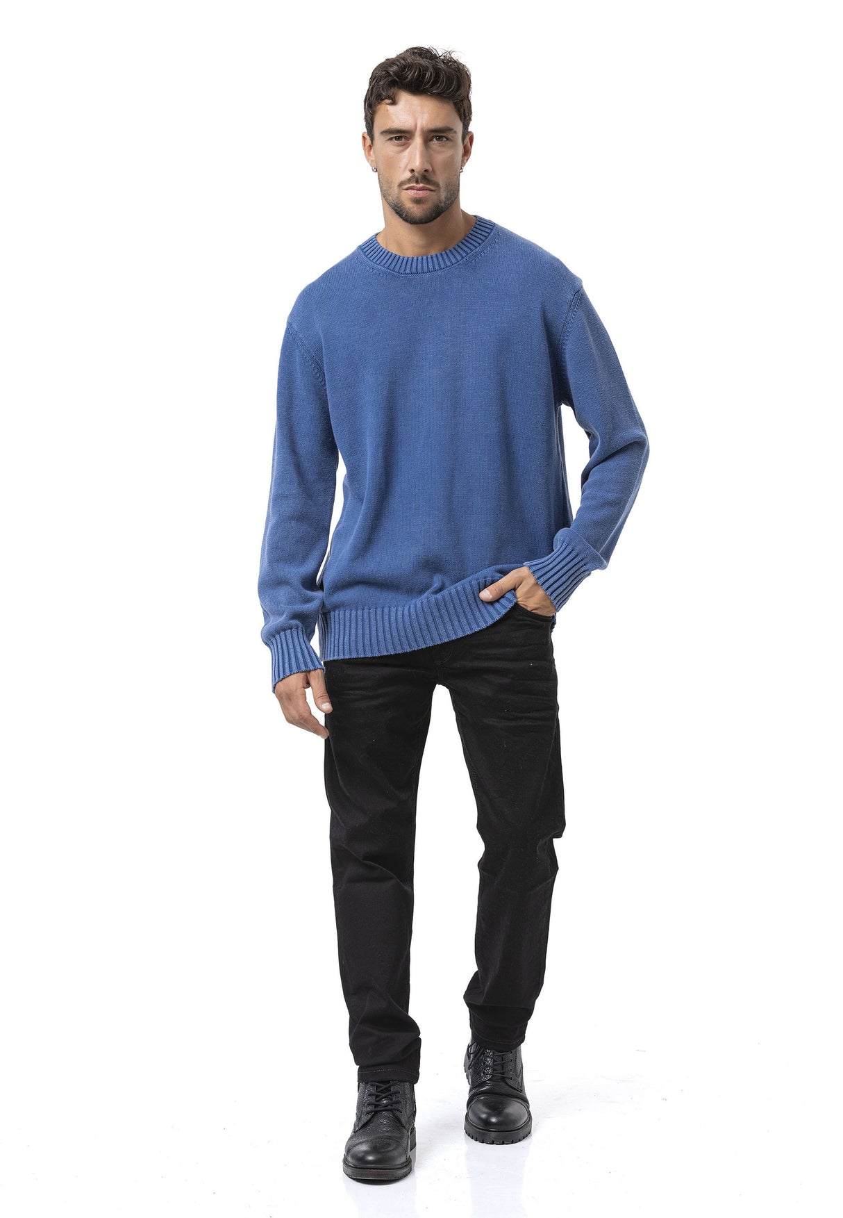 CP289 Erkek yuvarlak yakalı pamuklu örme kazak