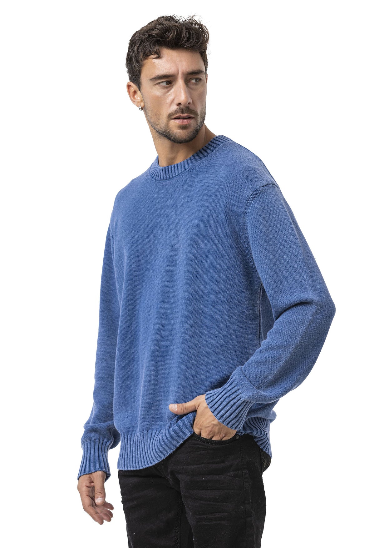 CP289 Erkek yuvarlak yakalı pamuklu örme kazak