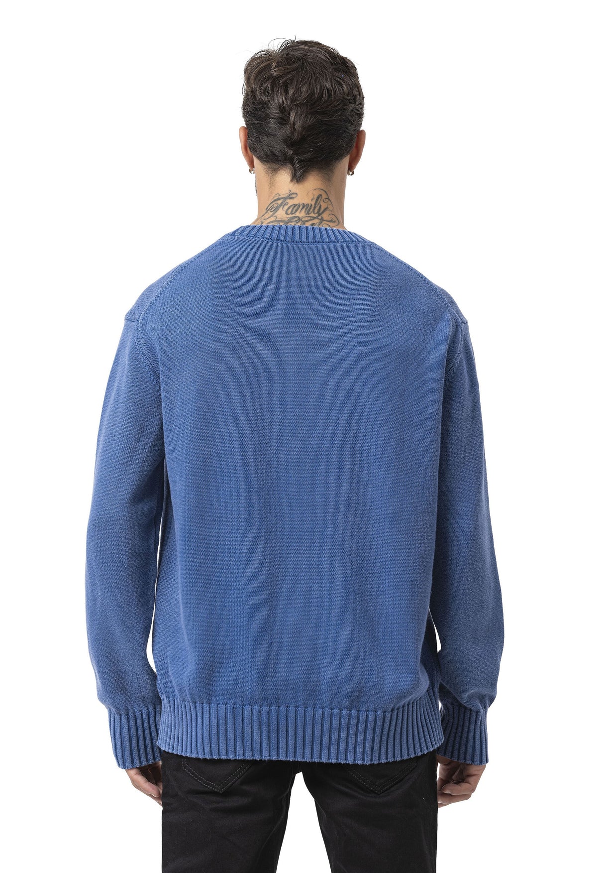 CP289 Erkek yuvarlak yakalı pamuklu örme kazak