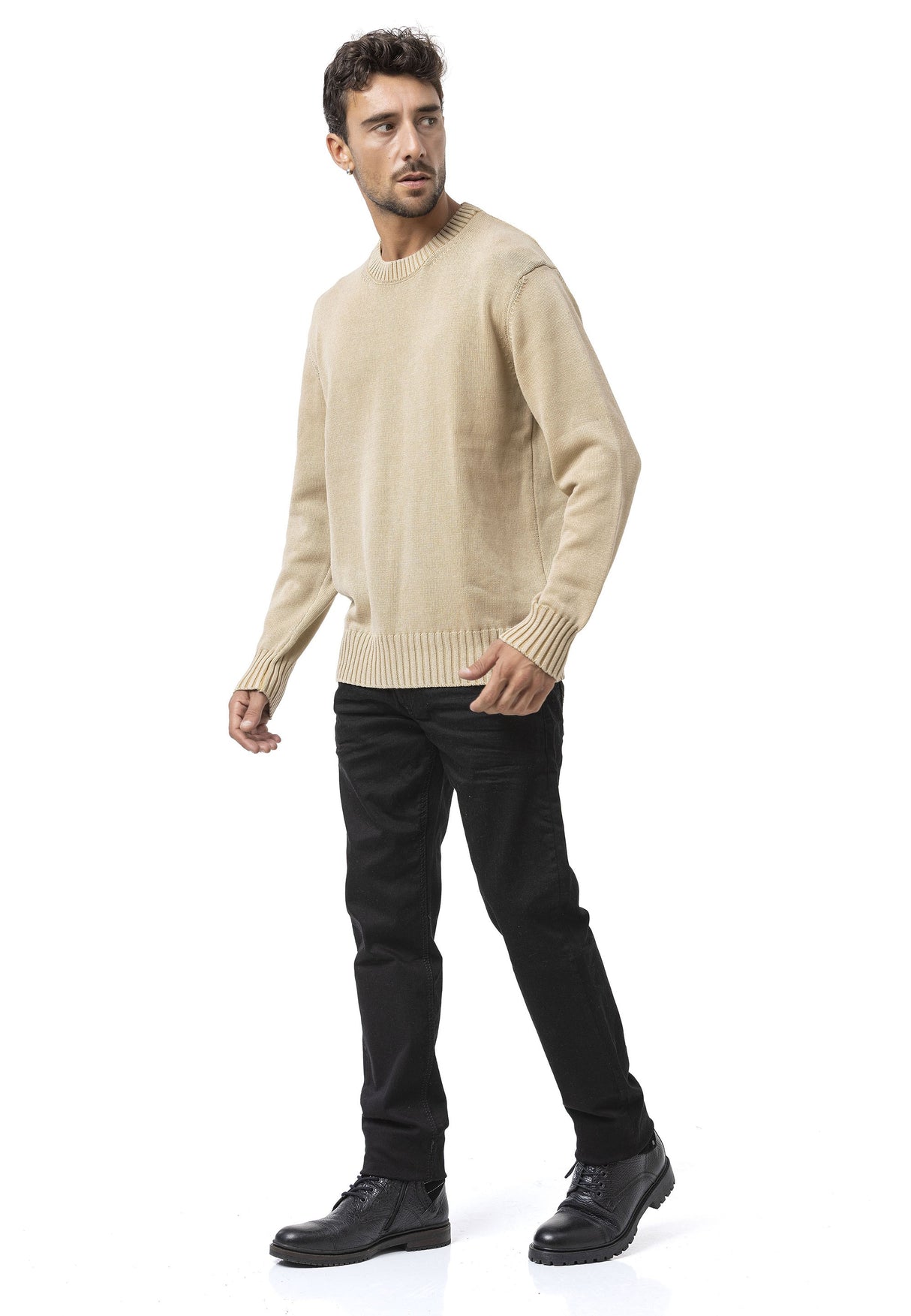 CP289 Erkek yuvarlak yakalı pamuklu örme kazak