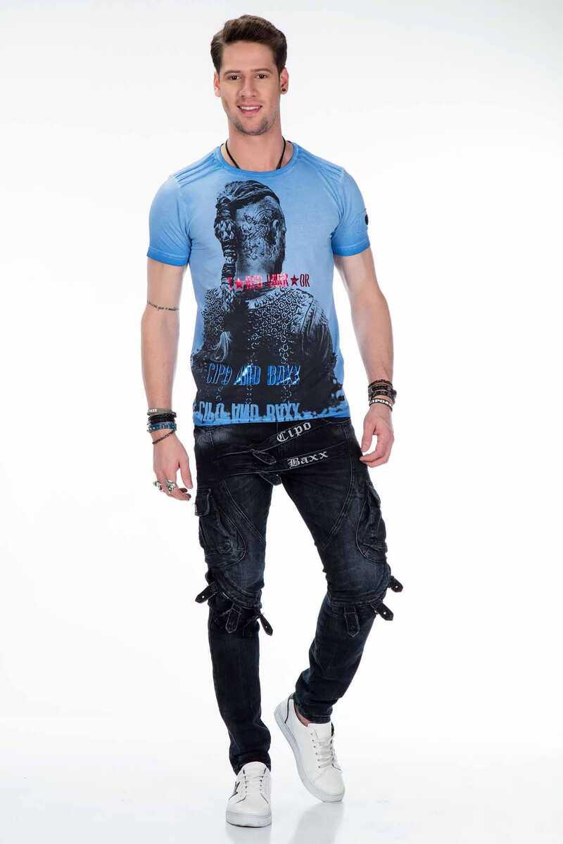 CT412 Viking Savaşcı Baskılı Slim Fit Erkek Tişört
