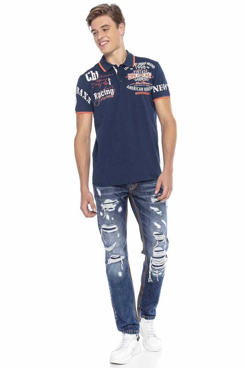 CT603 Baskılı Slim Erkek Polo Yaka Tişört