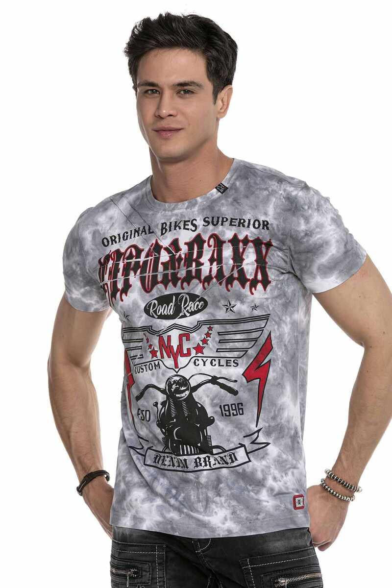 CT629 Desenli Vintage Biker Tişört