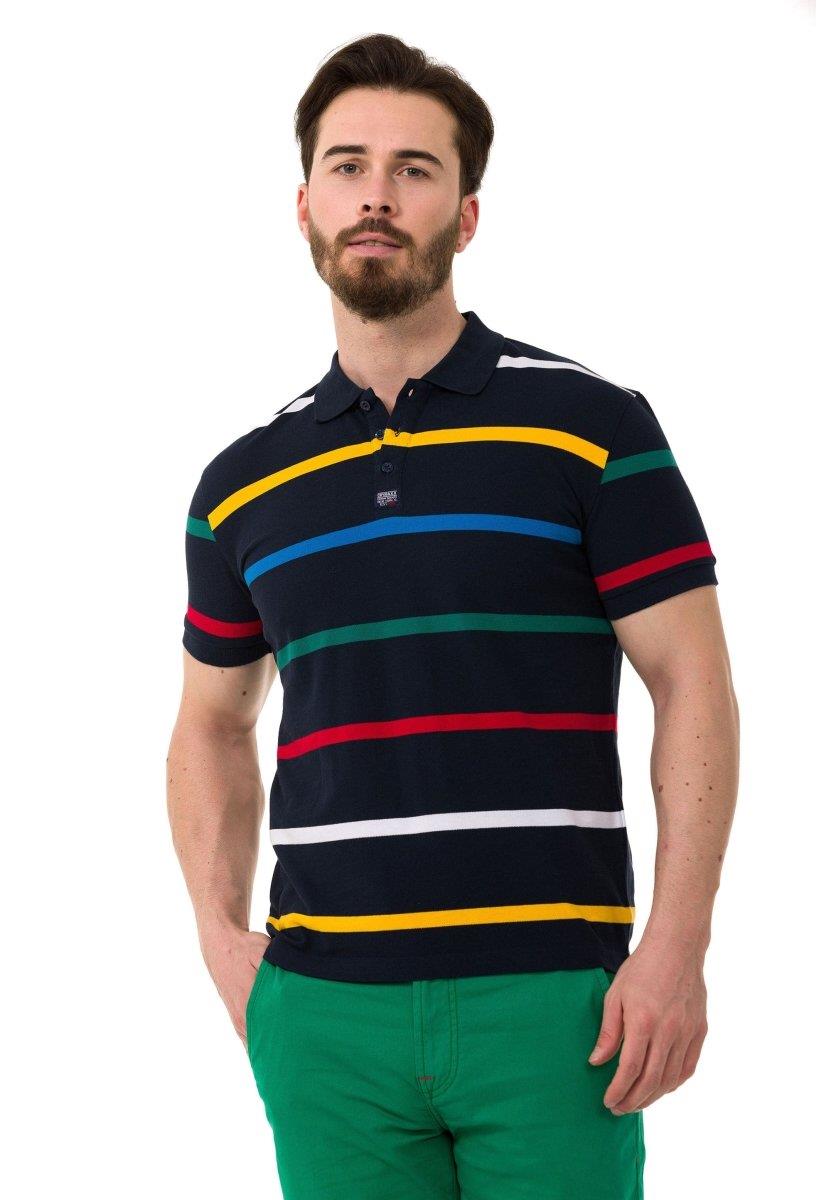 Çizgili Polo Yaka Erkek Basic Tişört CT749