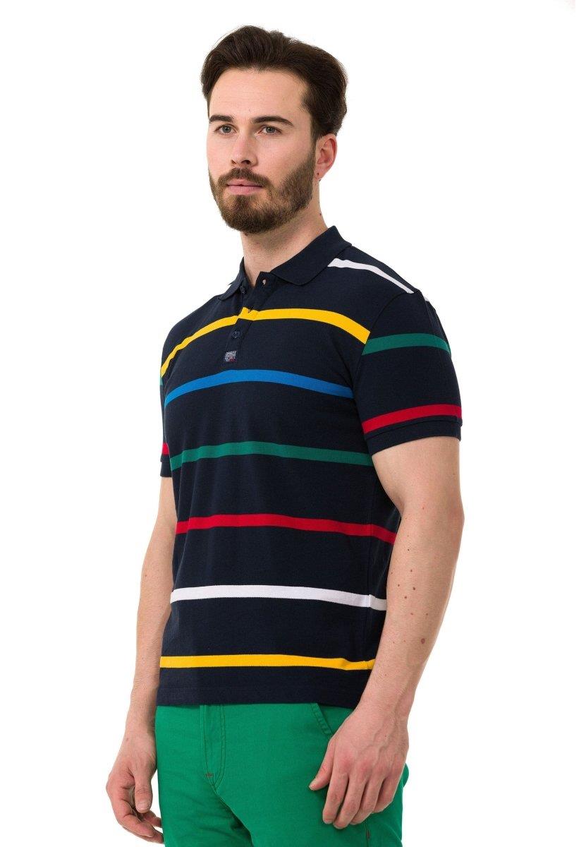 Çizgili Polo Yaka Erkek Basic Tişört CT749