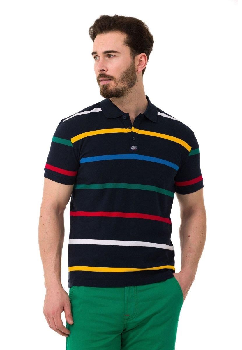 Çizgili Polo Yaka Erkek Basic Tişört CT749