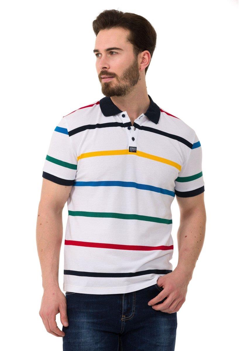 Çizgili Polo Yaka Erkek Basic Tişört CT749