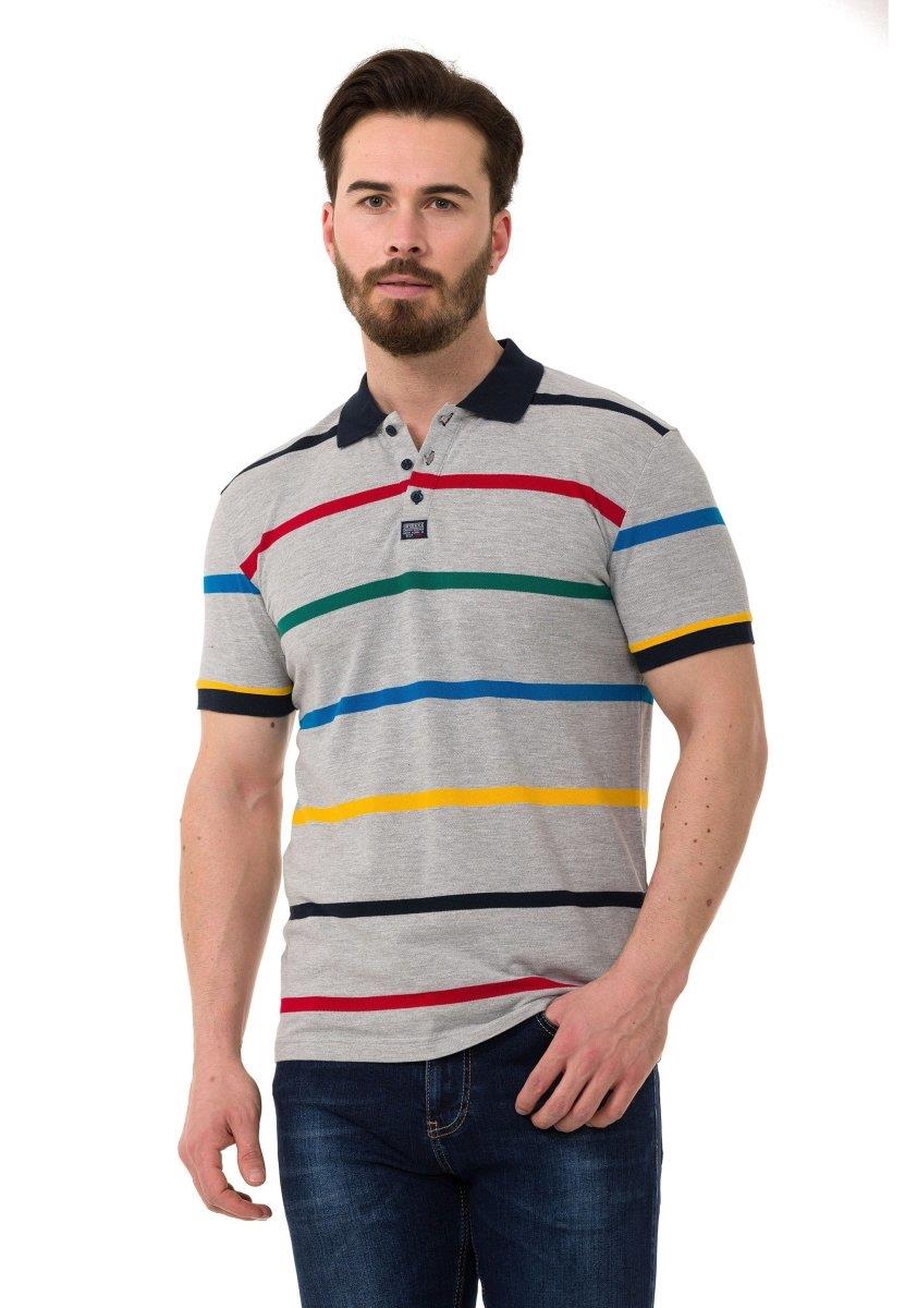 Çizgili Polo Yaka Erkek Basic Tişört CT749
