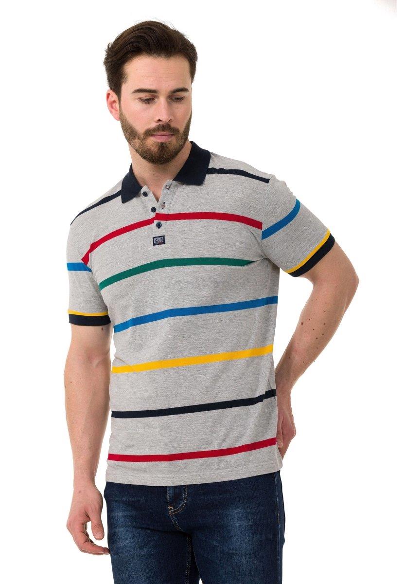 Çizgili Polo Yaka Erkek Basic Tişört CT749
