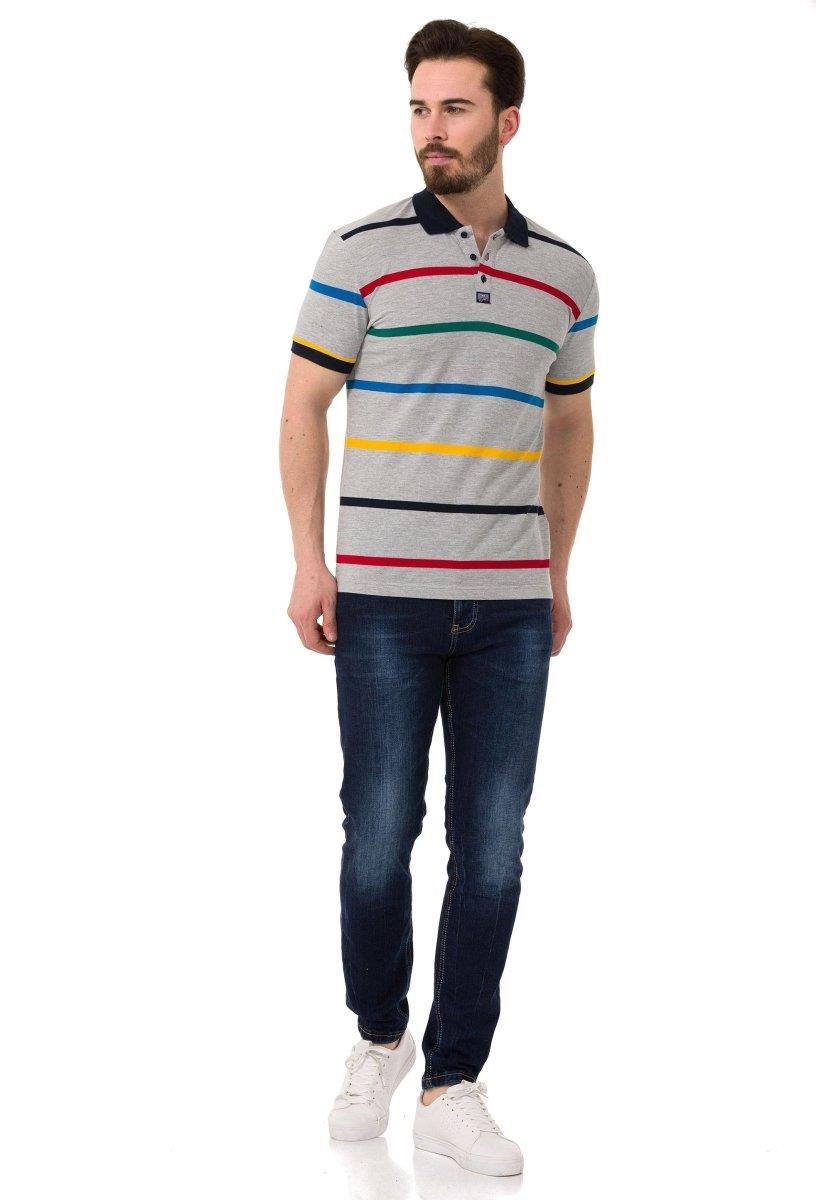 Çizgili Polo Yaka Erkek Basic Tişört CT749