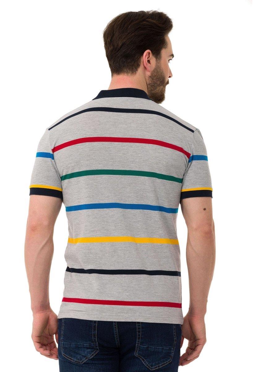 Çizgili Polo Yaka Erkek Basic Tişört CT749