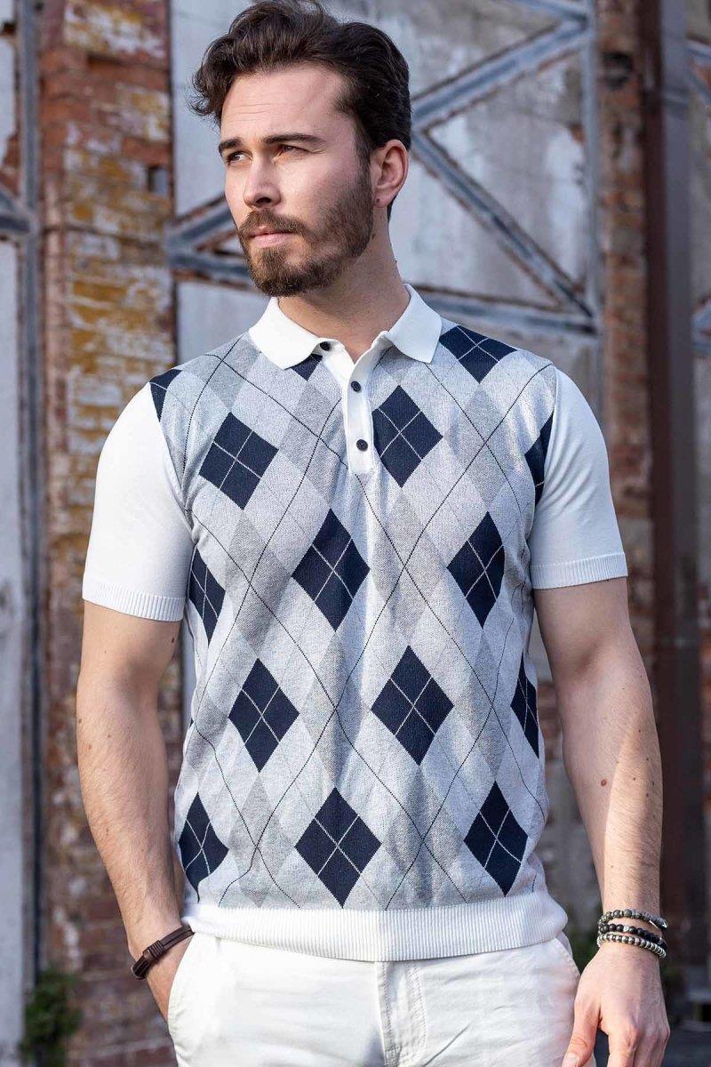 CT753 Diamond-Knit Luxury Polo Shirt for Modern Gents
