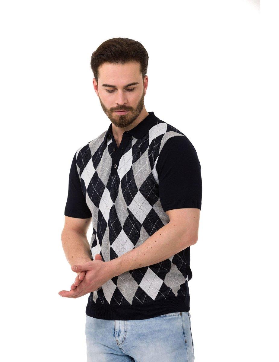 CT753 Diamond-Knit Luxury Polo Shirt for Modern Gents