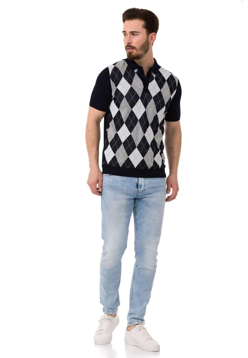 CT753 Diamond-Knit Luxury Polo Shirt for Modern Gents