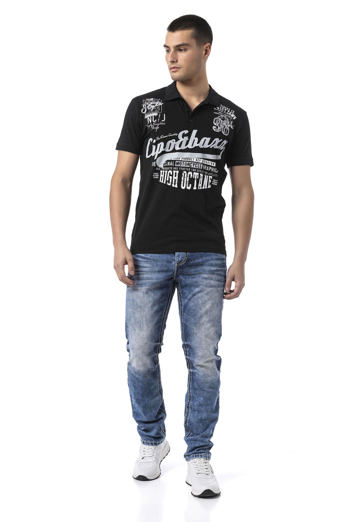 Baskılı Polo Yaka Kısa Kollu Basic Tişört - CT794