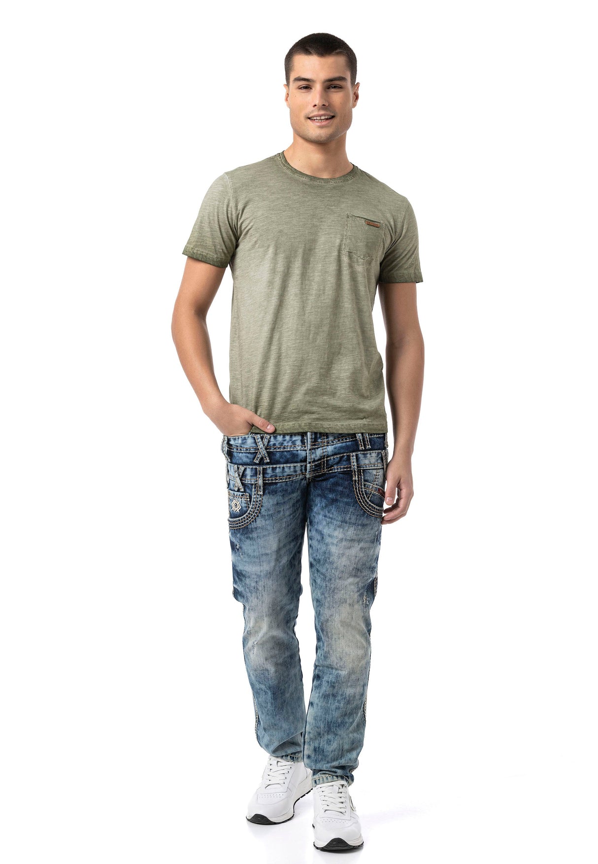 Erkek Regular Fit Bisiklet Yaka Kısa Kollu Tişört CT810
