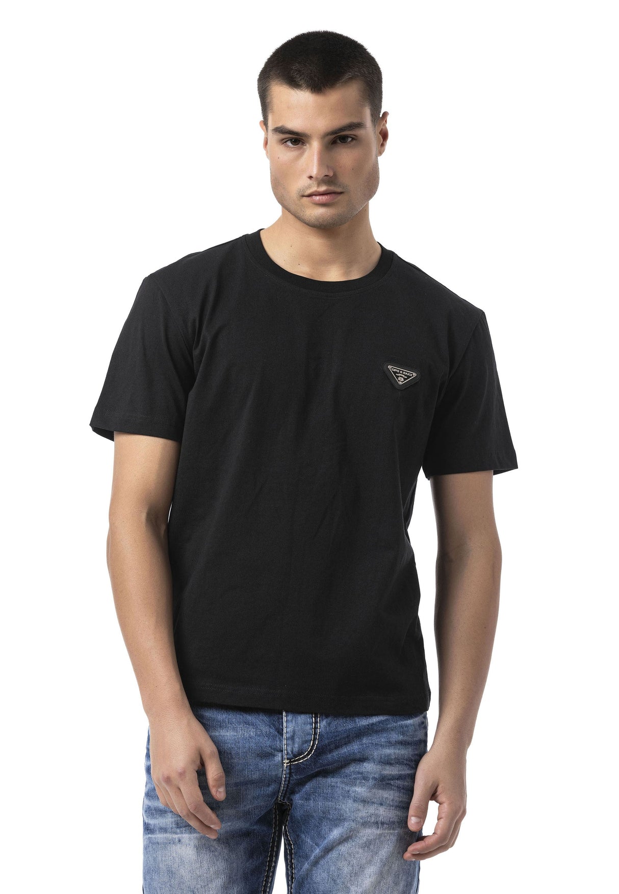 Erkek Basic Bisiklet Yaka Regular Fit Pamuklu Kısa Kollu Tişört CT823