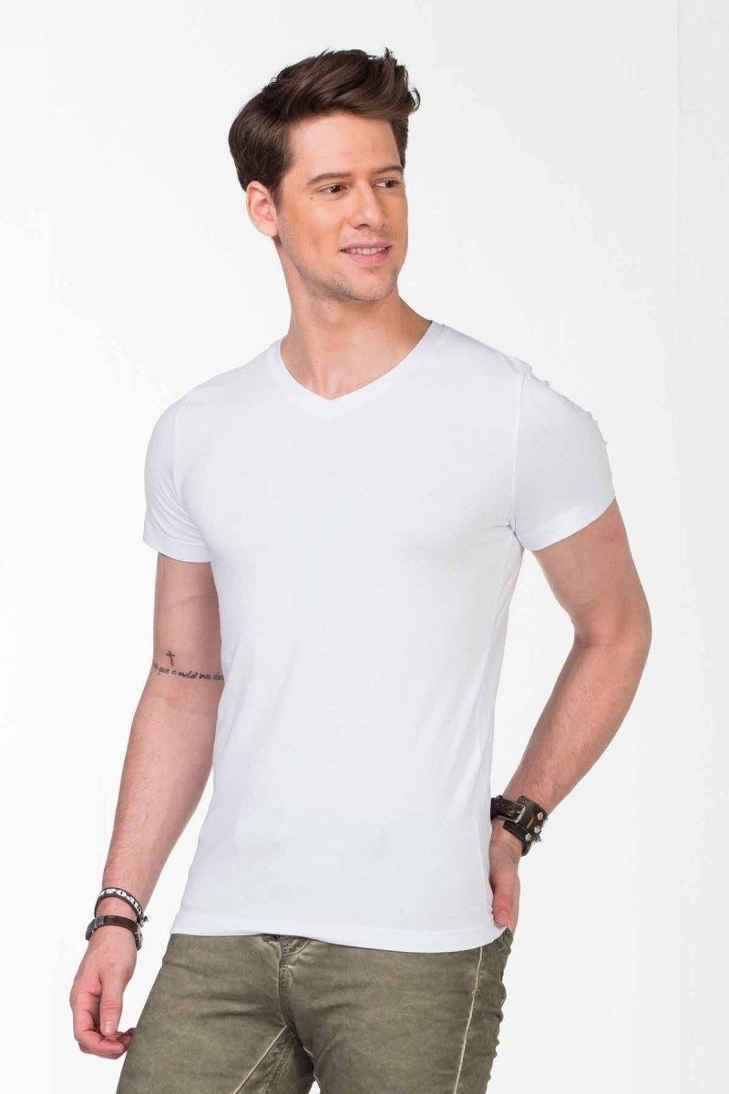 CU106 V Yaka Basic Slim Fit Erkek Tişört Atlet