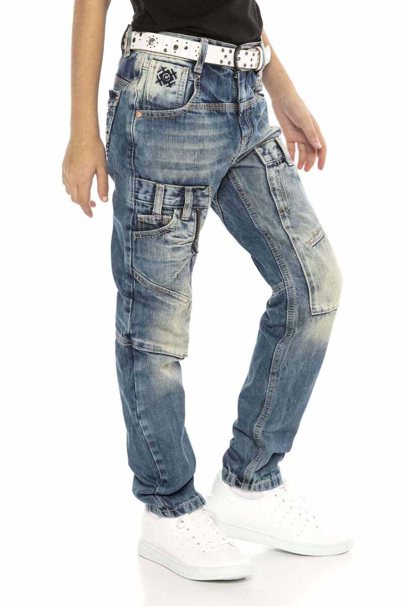 CDK114 Rapçi Tarz Düşük Bel Çocuk Kot Pantolon