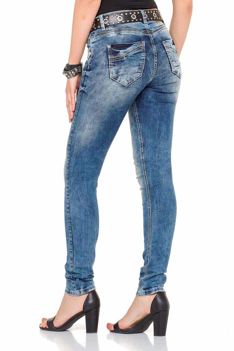 WD281 Yıkanmış Slim Fit Kadın Jeans Kot Pantolon