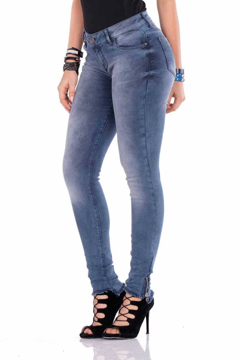 WD355 Paçası Fermuarlı Slim Fit Kadın Jean Pantolon