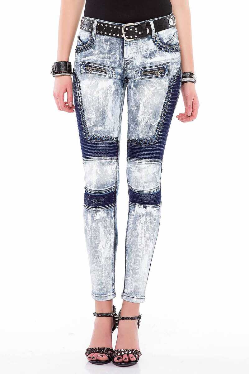 WD374 Rock ve Punk Tarzı İşlemeli Jean Pantolon