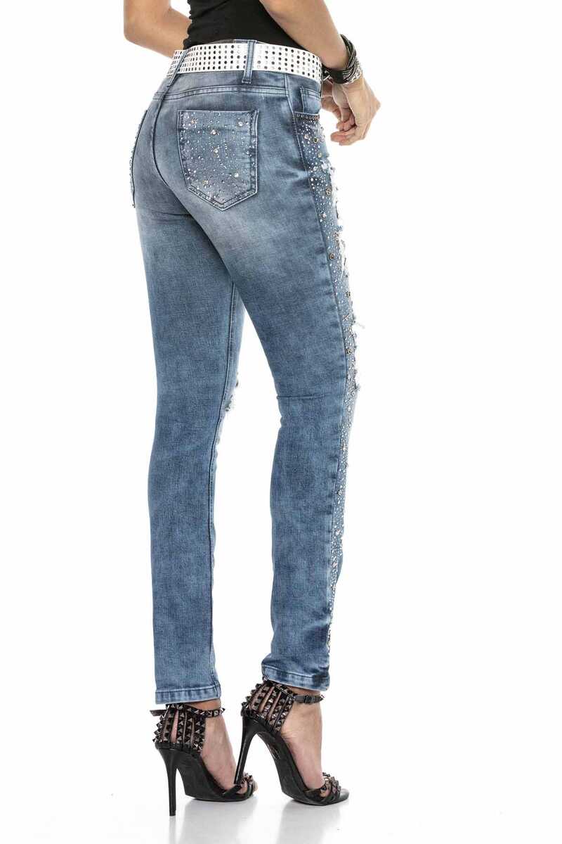 WD406 Kadın Cep Detay PuL Nakış İşlemeli Kot Pantolon