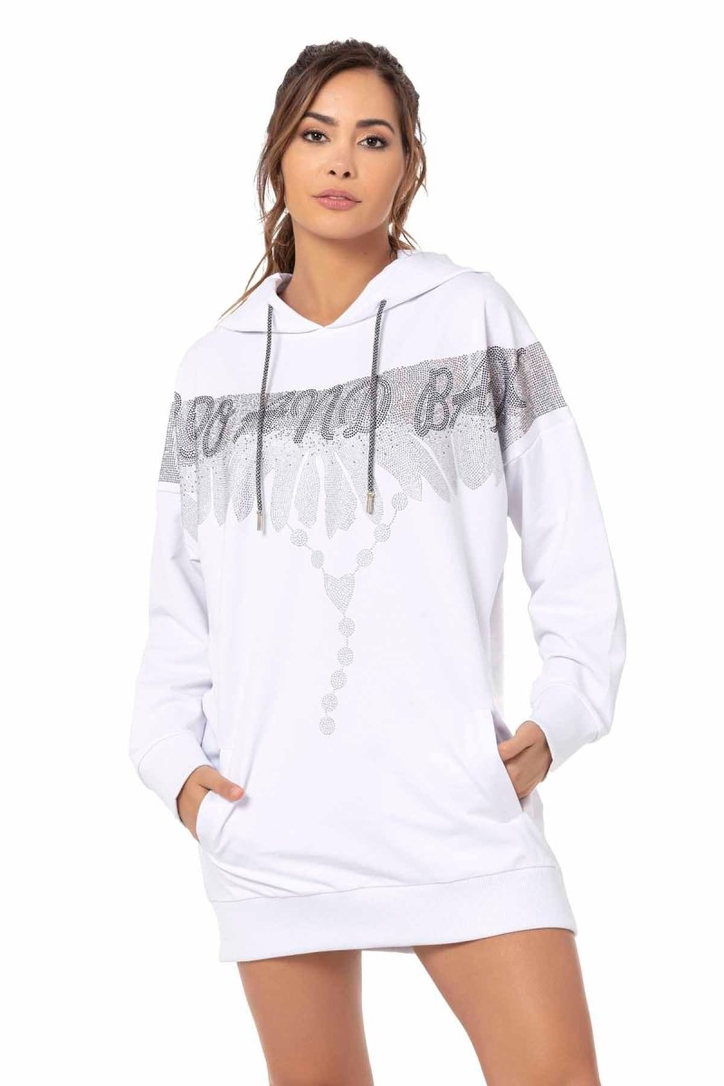 WY159 Taşlı Kanat Desenli Mini Elbise