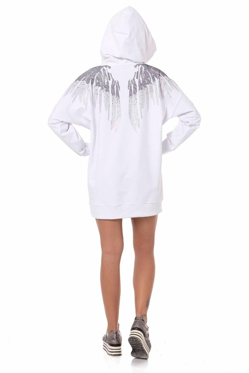 WY159 Taşlı Kanat Desenli Mini Elbise