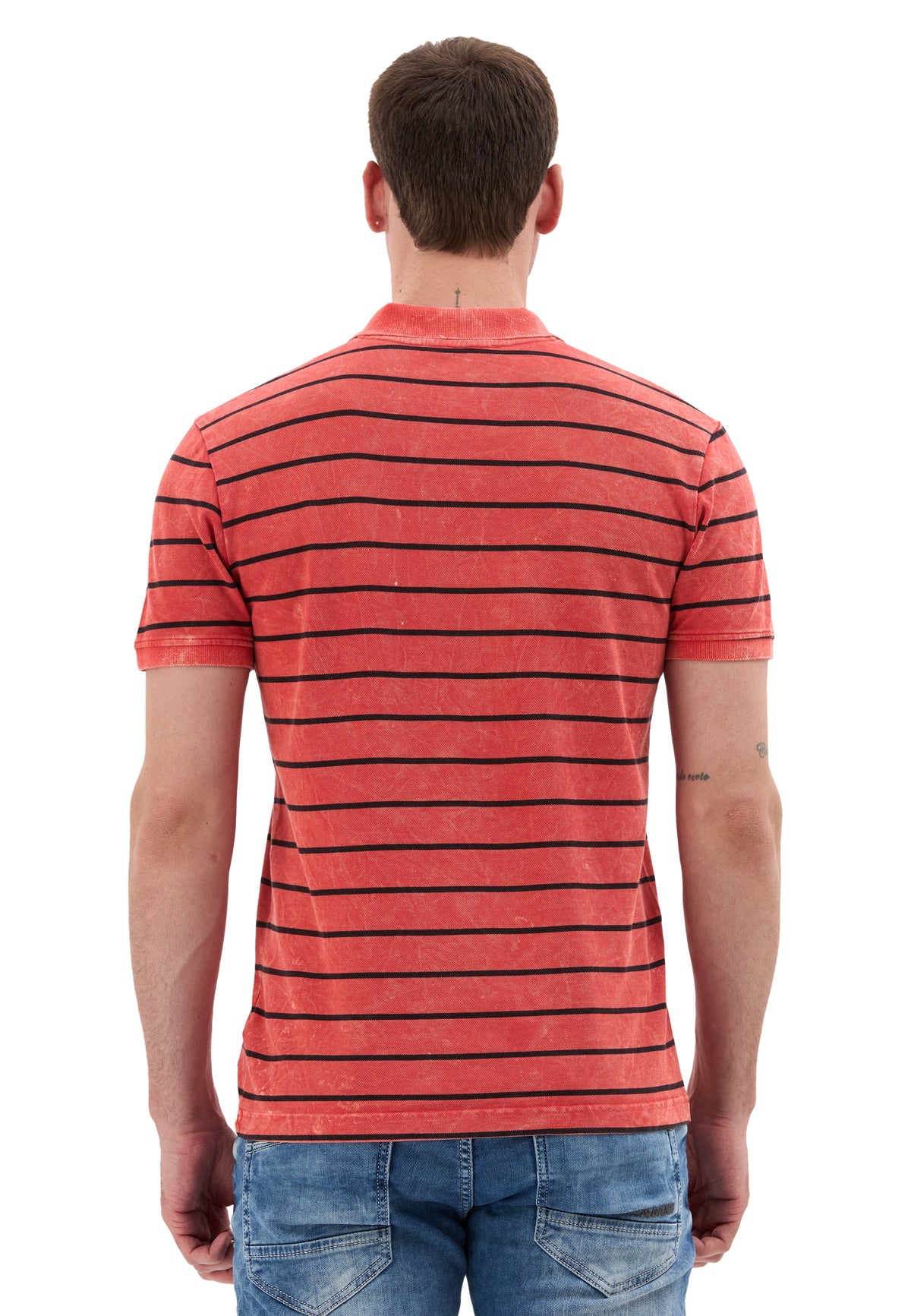 Erkek Çizgili Polo Yaka Basic T-Shirt CT858